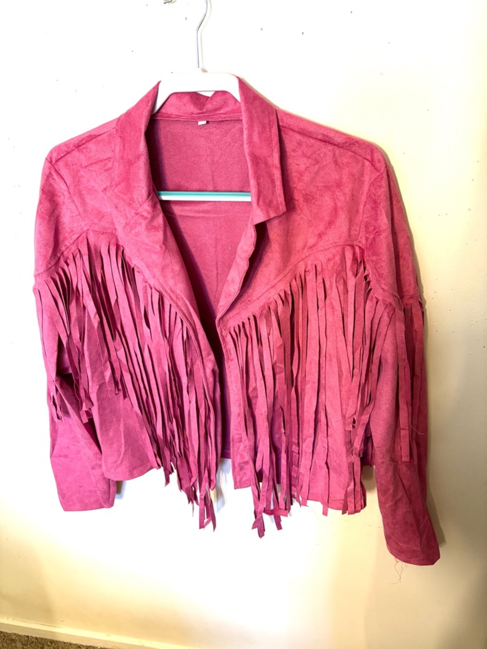 🆕Pink Fringe Faux Suede Crop Jacket - Women's Fashion Jacket. Size XXL. NWT. - Picture 9 of 9